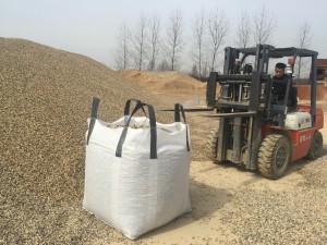 Pebble stones packed in ton bags