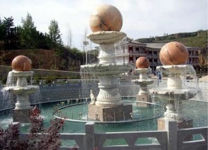 Outdoor marble water fountain with ball