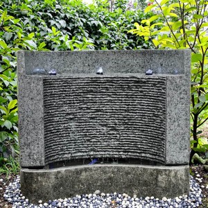 Customized Black Granite Stone Waterfall Fountain Outdoor Garden Decoration Courtyard Park Lake Hotel Villa Limestone Statues
