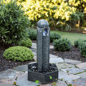 Rectangular LED Mount Indoor/Outdoor Stone Water Fountain