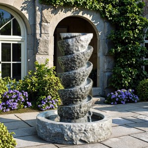 European Style Outdoor Garden Granite Water Fountain Hand Carved Stone Sculpture Custom Modern Western Classical for Park Villa