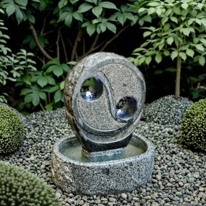 Outdoor Ying Yang Design Granite Stone Water Fountain for Park Use