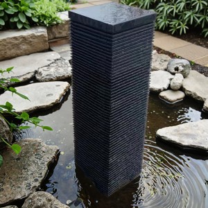 Bold Statement Dark Basalt Column Fountain for Garden Landscaping