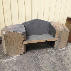 Antiqued basalt bench for garden decor