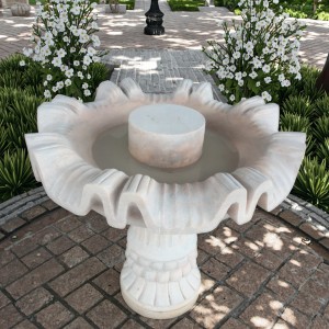 Natural Stone Tiered Marble Fountain Earthy Toned Outdoor Water Decor