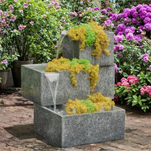 Custom-Size Black Granite Hollow Fountain for Hotels and Villas