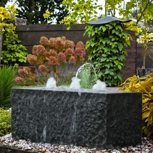 Modern Sleek Basalt Column Fountain Outdoor Water Feature for Gardens