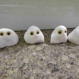 Small white marble hand carved stone owl for sale