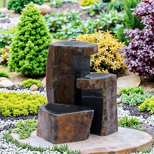 Formal basalt column fountain set