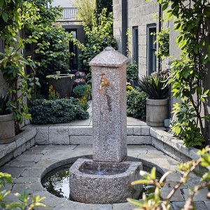 Competitive Price Outdoor Grey Garden Decoration Natural Stone Column Basalt Water Fountain Made Granite Stone Garden Products