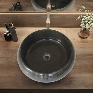Black Marble Bathroom Sink with Classic Design