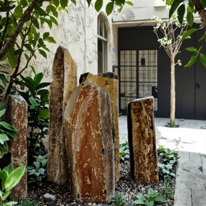 Basalt water fountain column