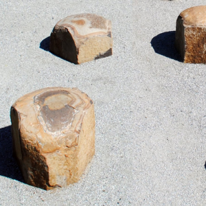 Machine cut boulder basalt stool