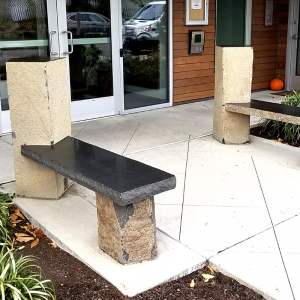 Natural basalt column bench