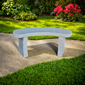 Curved granite bench for garden