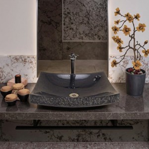 Sleek Black Marble Rectangle Wall-Hung Basin
