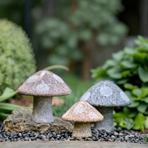 Antique Outdoor Hand Carved Granite Mushroom Sculpture