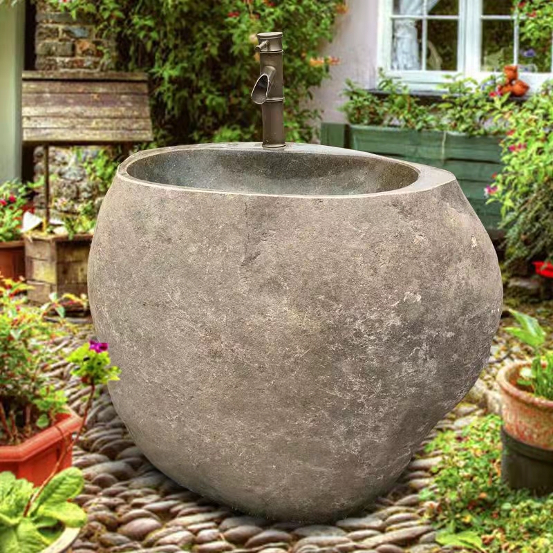 big cobble stone washing basin