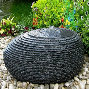 Black granite ball shape water fountain feature
