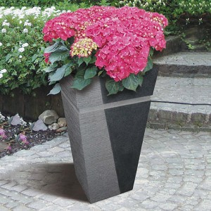 Black granite flower pot for outdoor garden decor