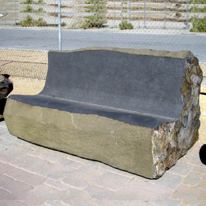 Boulder basalt back rest bench
