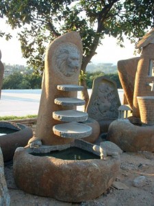 Natural babbling boulder fountain