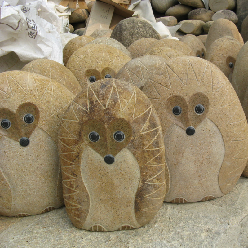 boulder hedgehog carving