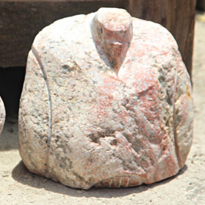 White boulder pelican animal carving