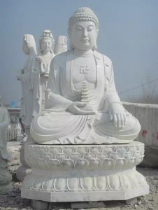 White stone amitabha sitting Buddha marble garden statues