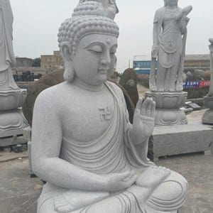White stone amitabha sitting Buddha marble garden statues