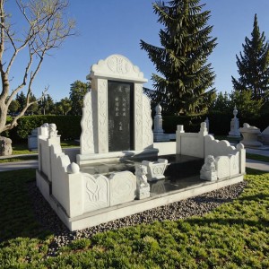 Modern Design Cemetery Memorial Angel Gravestone Hand Carved Natural White Marble