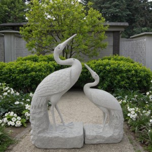 Serene Stone Crane Statue Outdoor Zen Garden Decor