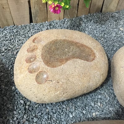 Renewable Design for Coaster Set -
 Foot shape sculpture drawing on rock – Magic Stone