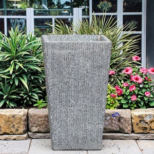 Modern Rectangular Granite Flower Pots Garden Floor Usage with Stylish Design