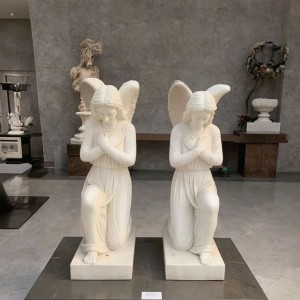 Lifelike Marble Angel Statue with Wings: Timeless Religious Ornament for Indoor Display