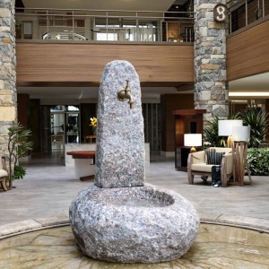 Naples Pink Modern Sink Fountain Hand Carved Granite Statue for Garden or Villa for Hotels Stone Garden Products