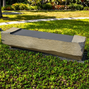 Basalt Stone Bench Garden Decor for Yard Court Balcony Other Outdoor Spaces