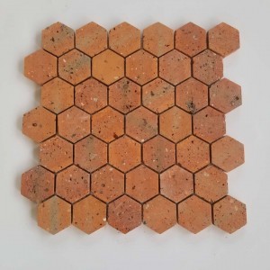 Distinctive Vibrant Red Hexagonal Clay Mosaic Bricks Long-Lasting Quality Product