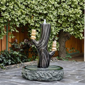 Natural Stone Dark Grey Garden Water Feature Fountain Outdoor Granite Courtyard Accent for House Exterior