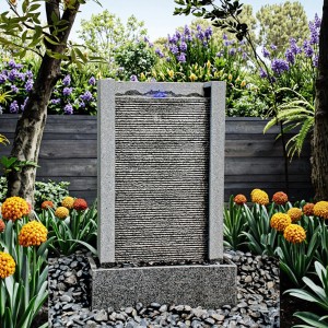 Natural Outdoor Black Granite Wall Fountain Carved Stone Garden Product for Garden Backyard Decking and Park Application