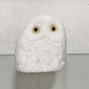 Small white marble hand carved stone owl for sale