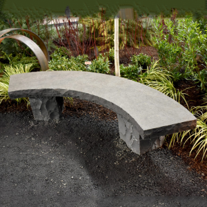 Hand crafted basalt curved bench