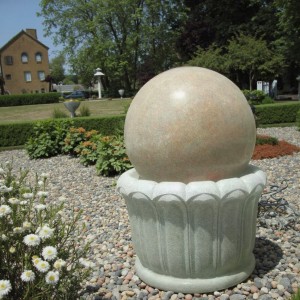 White Stone Serenity Floating Sphere with Decorative Pedestal