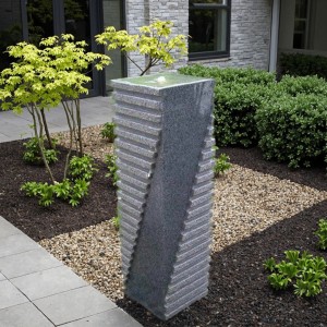 Top Selling Natural Square Granite Fountain Pillar Hand Carved for Garden and Park Yard Stone Garden Products
