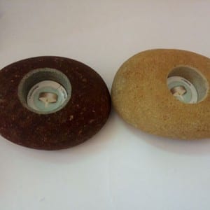 Small cobble stone decorative christmas tealight pillar candle holder