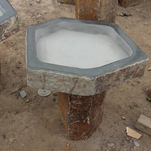 Basalt stone birdbath for garden decor