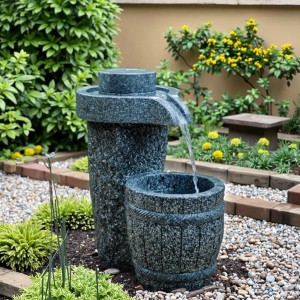 Hand Carved Natural Granite Fountain Millstone Trough Outdoor Garden Product for Park Use Hand Carved Technique