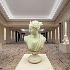 Marble Bust Statue Classical Greek Goddess Style with Intricate Hair Carvings