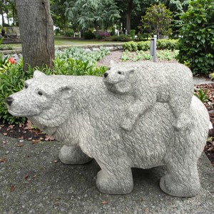 Stone Polar Bear Sculpture – Majestic Arctic Beast Artwork