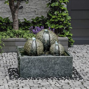 Natural Stone Garden Feature Fountain Dark Grey Indoor/Outdoor Granite Wall for Courtyard European Style